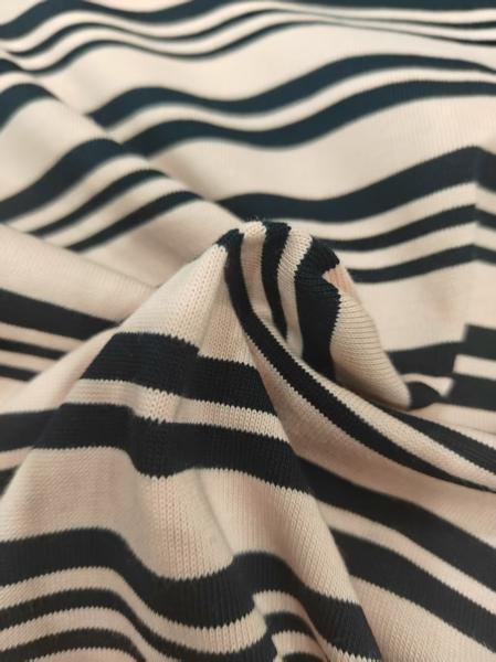 Tejido de punto a rayas de doble hilo de algodón [Suministro directo de fábrica] - Tejido de punto a rayas nítido y lavable para camisetas/camisas POLO,