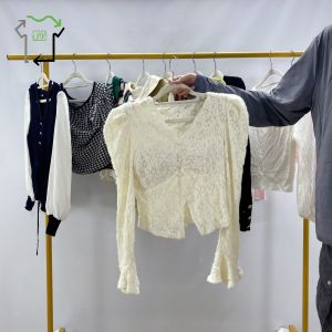 Women Casual Knitted Second Hand Long Sleeved Neck Pullover Sweater Spring Season