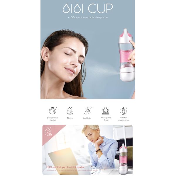 DIDI LED Drink humidifier Bottle multifunction led smart water bottle with spray