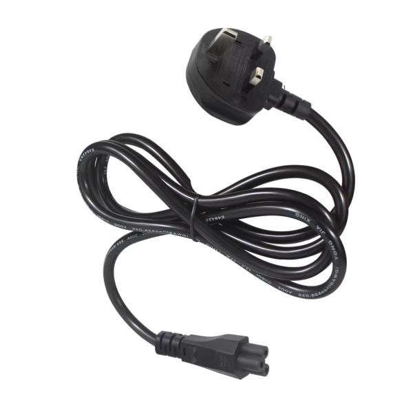 UK 3-Pin Plug to C5 Power Cord 250V 5A for Laptops Monitors