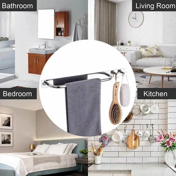 Mirror Polishing SUS304 Stainless Steel Towel Rack Holder 24 Inch For Kitchen Bathroom
