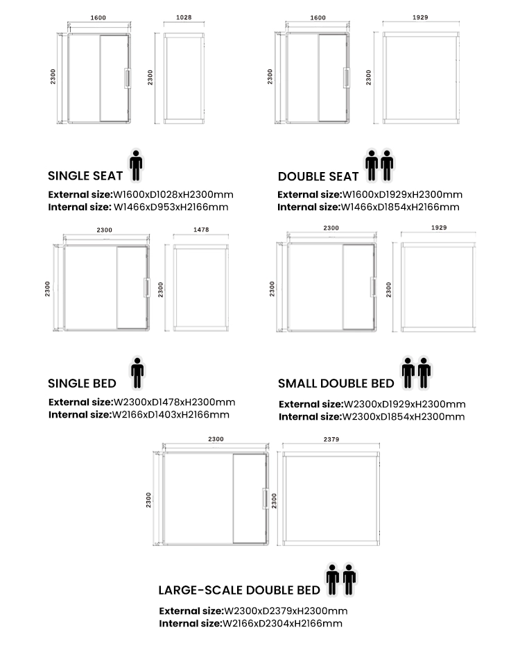 Modular Small Soundproof Sleeping Pod Double Bed Oxygen Acoustic Booths