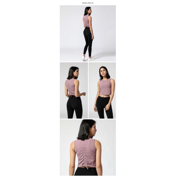 Women 210gsm Workout Vests For Women Tie Up Drawstring Sports T Shirt Top