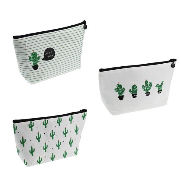 Washable Toiletry Wash Bag Cosmetic Cotton Canvas Makeup Bag With Zipper