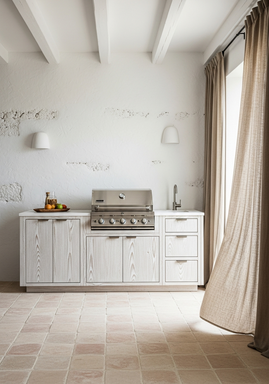 Whitewashed Ash Outdoor Kitchen & Grill Station in 304 Stainless Steel