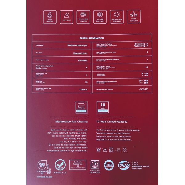 100% Acrylic Waterproof UV-Resistant Outdoor Shade Fabric for Durable Awning Solutions
