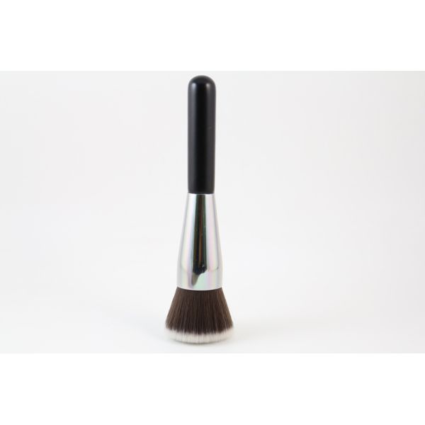 Black Long Handle Powder Makeup Brush With Brown Nylon Hair