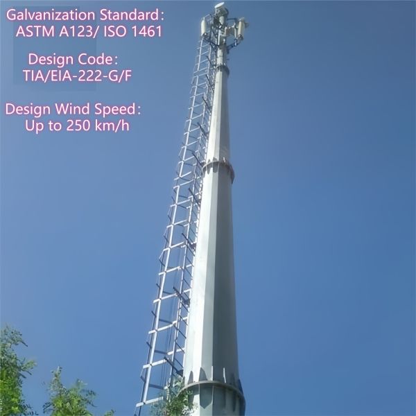 Custom Hot-dip Galvanized Monopole Telecom Tower Platform For Antenna Expansion Project
