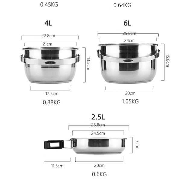 High Quality 9 Pieces Stainless Steel Outdoor Tableware Set Camping Cooking Pot Sets Outdoor Cookware Sets