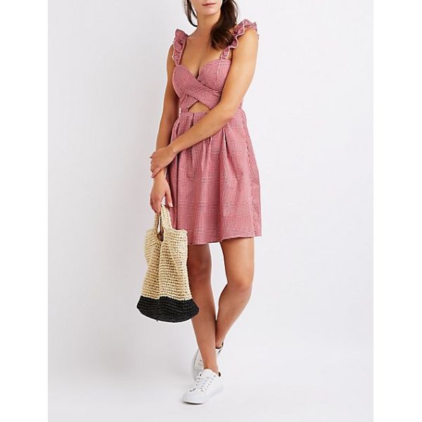 Mini Breathable OEM Dress 2018 Custom Gingham Sun Dress Ruffle