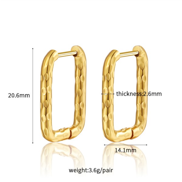 18K Vacuum Gold-Plated Fashion Stainless Steel Round Earring Female Geometric Earrings