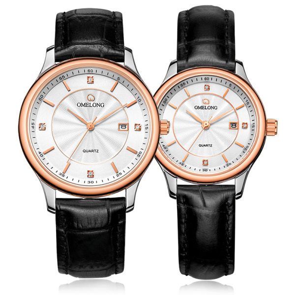Water Resistant Quartz Stainless Steel Watch Genuine Leather Strap With SR626SW Battery