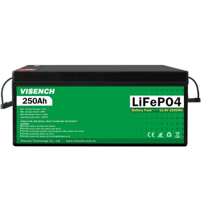Visench Deep Cycle Storage Energy System 12V 250Ah LiFePO4 Rechargeable Lithium Iron Phosphate Battery