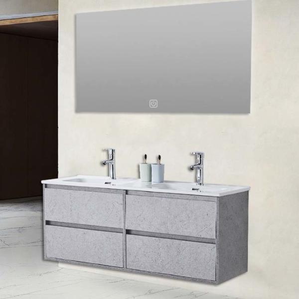 120*60cm Mirror Bathroom Furniture Cabinets Double Sink Waterproof