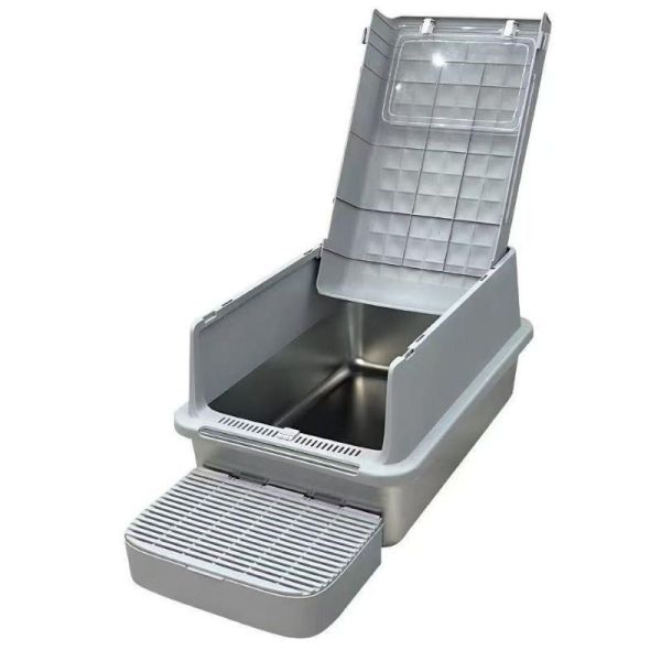 Caja extra grande de basura para gatos de acero inoxidable Proof de olor Caja de arena caja de arena Productos limpios 60 * 39 * 40 Cm aceptable OEM / ODM para gatos