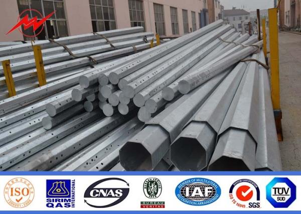 Angle Cross Arms 16 Sides 24 M Galvanized Steel Pole Electrical Transmission Towers