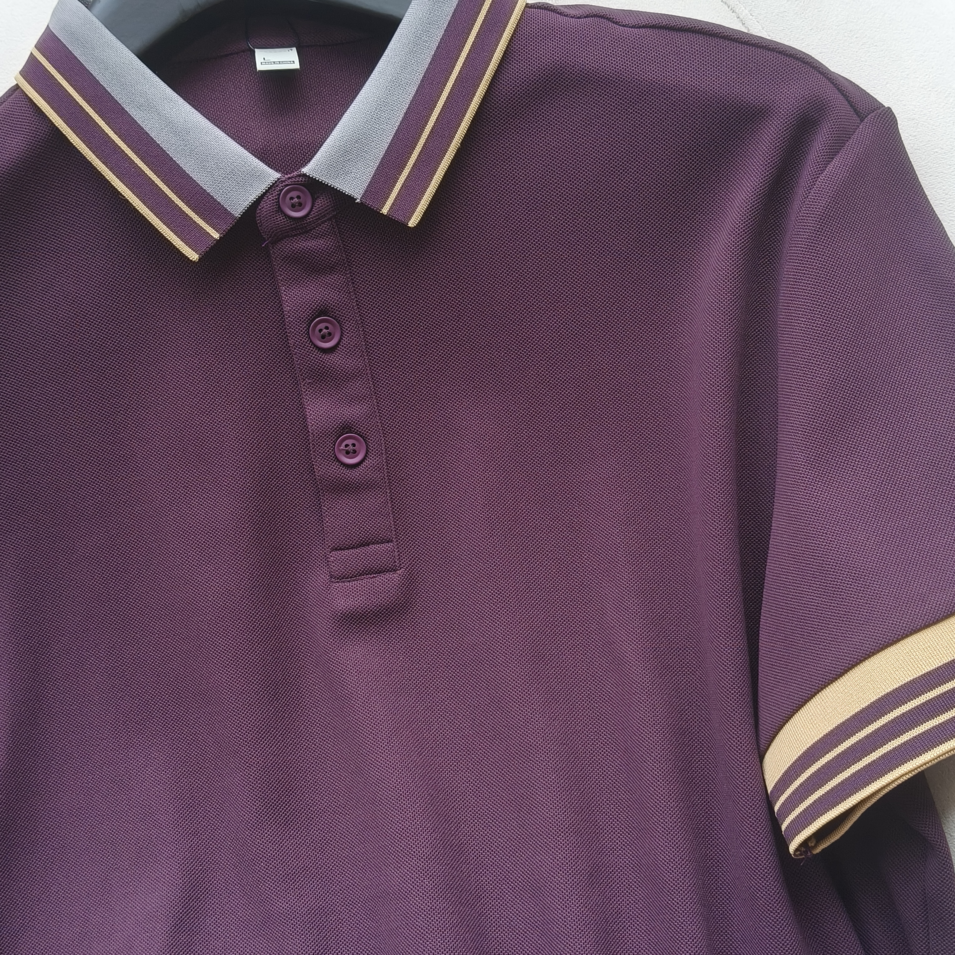2162 100% polyester fiber 10A antibacterial men's polo shirt with contrasting collar and casual commuting breathable short sleeved top