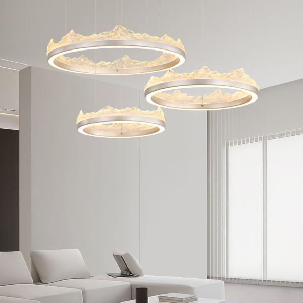 Gold Modern Crystal Hanging Chandelier , Large Round Crystal Pendant Light
