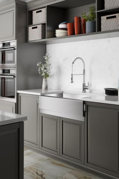 Polished Surface Apron Stainless Steel Kitchen Sink Undermount Installation