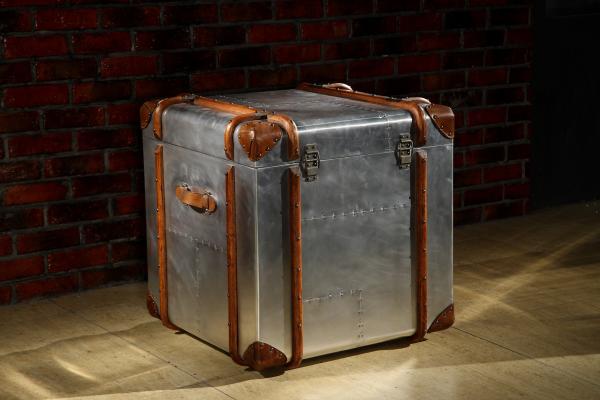 Aluminium Sheet Decorative Storage Trunk Sets 2 Drawers Solid Wood Bar Durable