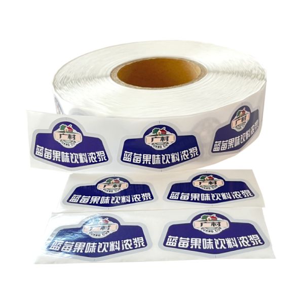 Custom Printed Logo Adhesive Waterproof Water Label 450ml Pressed Juice Bottle Packing Sticker Label Roll