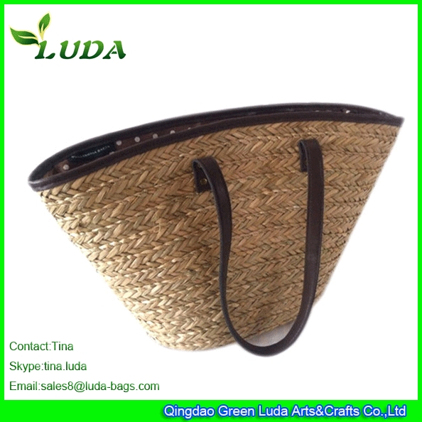 LUDA Large Seagrass Straw Handbags With PU Binding