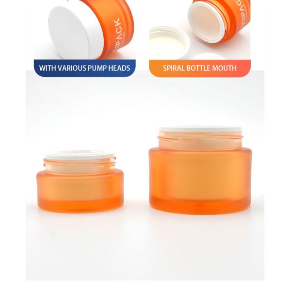 Gold Amber Cream Frosted Plastic Jars With Aluminium Anodized Caps