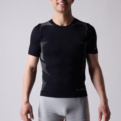 T-shirt,   short sleeve,  Men's sports wear,  black and  grey block,   XLSS002, man underwear,  seamless shirts.