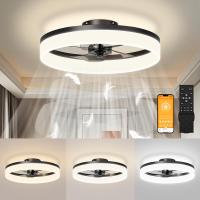 19.7 pouces Invisible Nordic Simple Led Ceiling Cell Ventilateur avec Lampe avec LED Lighting Lamp à LED classique et à distance