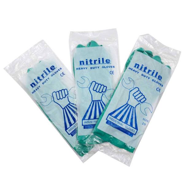 13 Inches Nitrile Gloves Solvent Resistant 15Mil Flocked Lining Heavy Duty Nitrile Gloves