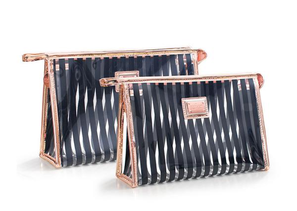 Black Stripes Portable Washing Bag , Waterproof Transparent Makeup Bag