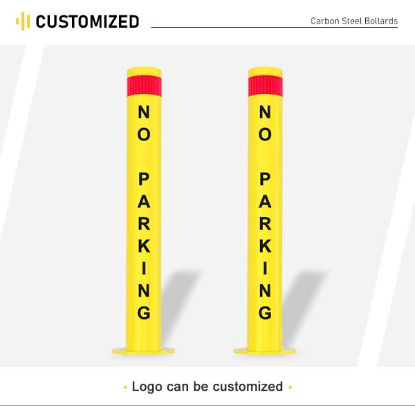 Australia Instalación estandarizada con tornillo Bollardo revestido de polvo amarillo con base redonda
