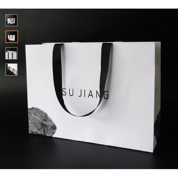 Flower pattern c bag paper carrier bags with logo print & ribbon,paper flower carrier bag with handle string (Red)Fashio