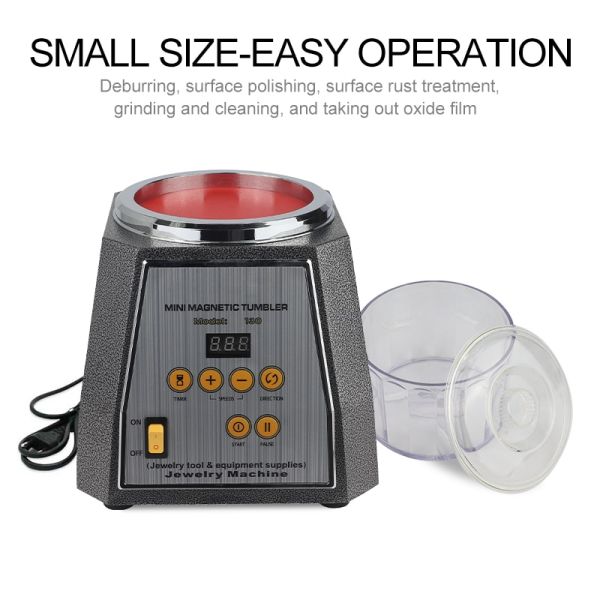 KT130 Polishing Machine Metal Grinding Jewelry Digital Display Magnetic Tumbler