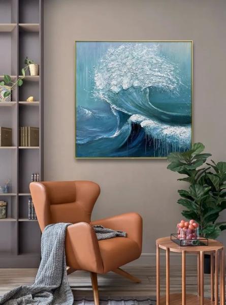 Home Decor Canvas Original Abstractt Heavy Textured Sea Wave Wall Hanging Decor Painting Customized Size Accepted NO Original