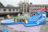 Tobogán acuático inflable del parque temático del tobogán acuático del patio trasero inflable del huracán de la selva con la carrera de obstáculos inflable