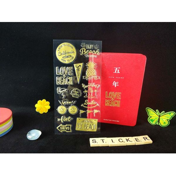 Autocollants argentés d'or de lettre de vinyle gravant des autocollants en refief de bagage de cru