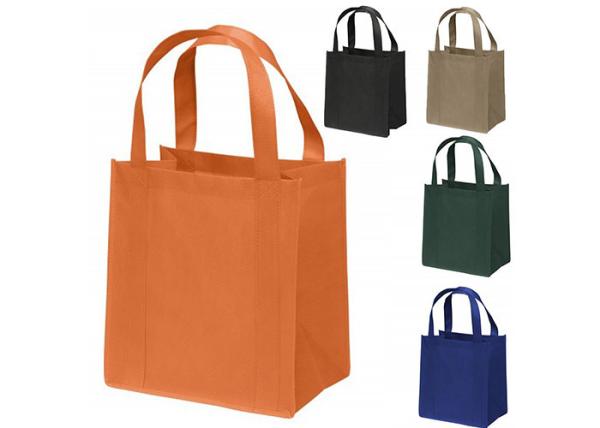 Orange Square Bottom Tote Bag Non Woven Polypropylene Shopping Bags