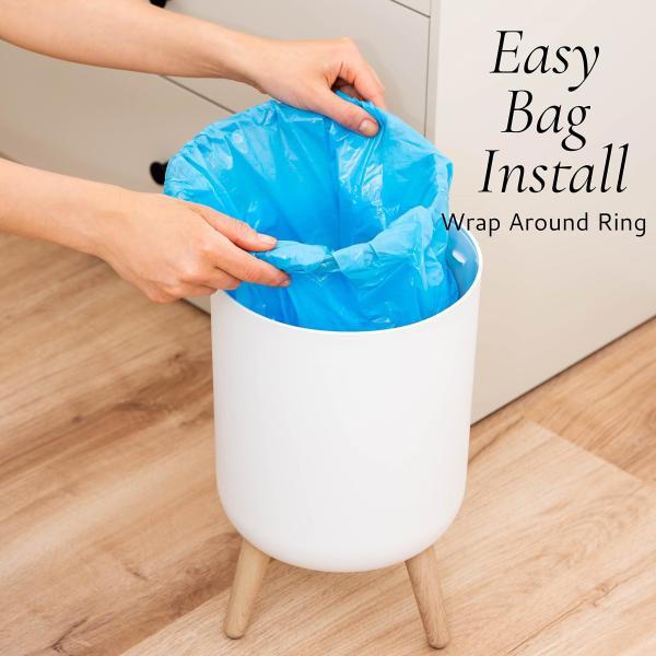 Creative Wholesale Household Waste Bin Tall Wood Grain Kitchen Hotel Tabletop Press Trash Can Garbage Can with Plant Style Lid