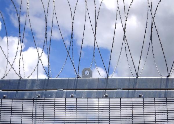 High Security Wire Fence with Wall Spikes On the top of 358 clearvu fencing panels