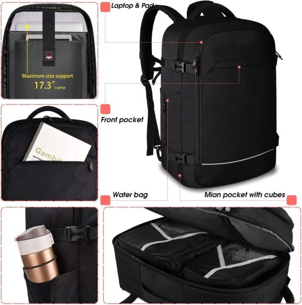 40L Flight Approved Luggage Carry On Water Resistant Weekender Overnight Bag for 17 inch Laptop