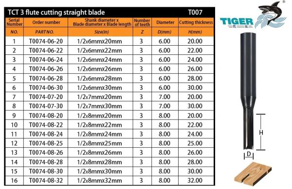Three Blade 55HRC Tiger Bit Cnc Router Bit Straight Blade Woodworking Milling Cutter