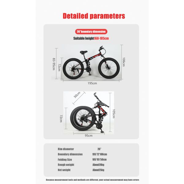 Vélo de montagne pliable à pneus de 26 pouces personnalisable avec levier de changement en alliage d'aluminium et fourchette en acier au carbone