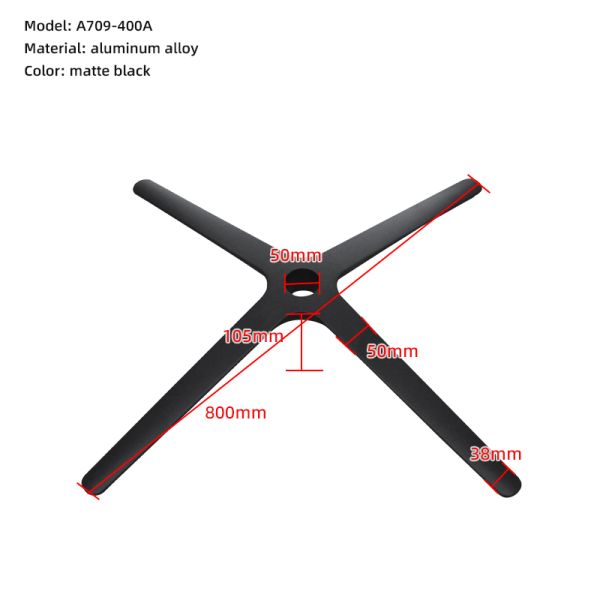 Matte Black 800mm Aluminum Alloy 4-star Base Office Chair Professional Office Chair Metal Base