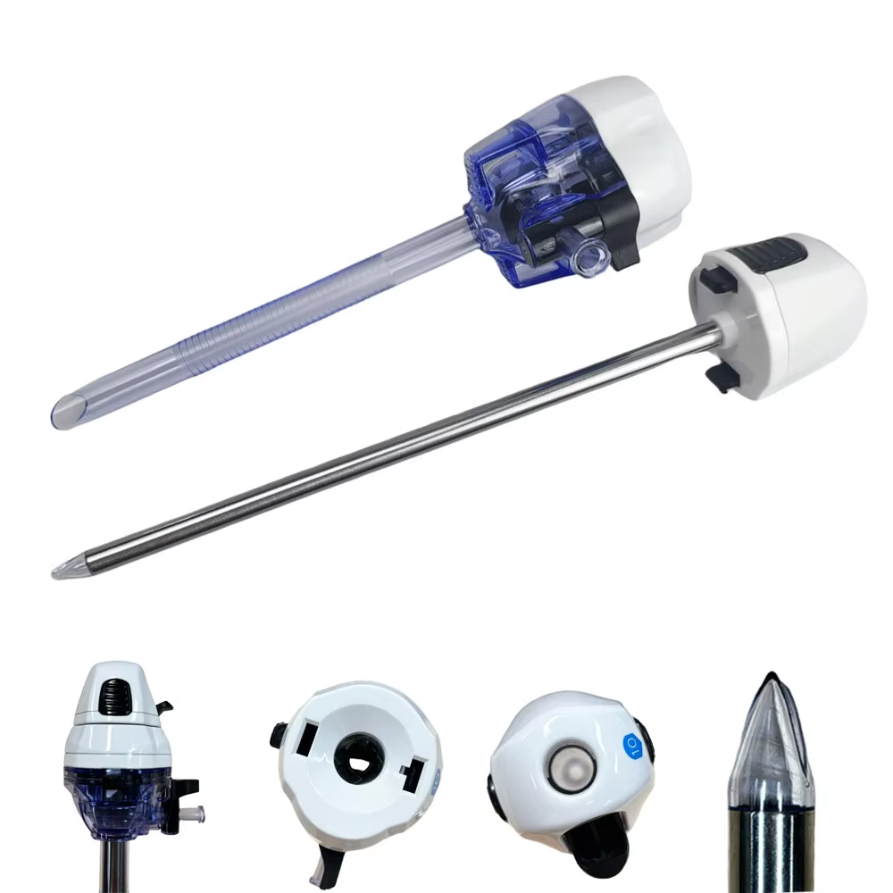 Single Port 5mm 10mm 12mm Abdominal Laparoscopic Surgical Optical Disposable Bladeless Trocar Cannula with veress needle