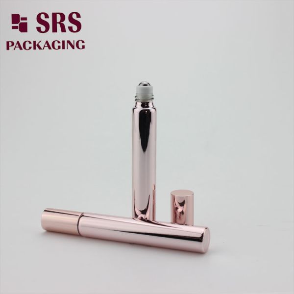 SRS cosmetic empty 10ml rose gold glass roll on bottle for perfume