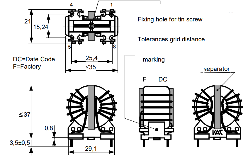 Toroidal металлический стержень поддержки T60405-R6166-X206 PFC приведенный в действие индуктором для применений метра