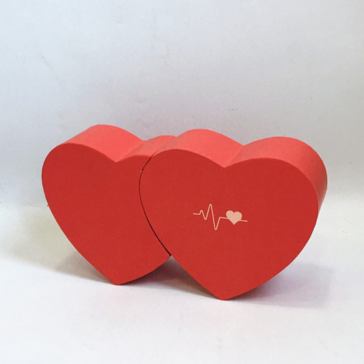 Creative Double Heart Shaped Flower Box Love Drawer Gift Packaging Box for OEM Service