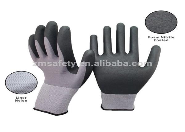 Nylon Seamless Liner Nitrile Coated Work Gloves , Safety Work Gloves