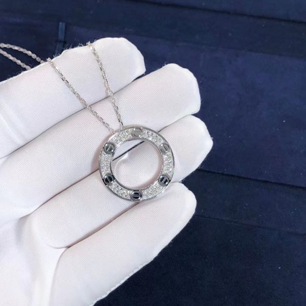 Customized Car Tier LOVE Necklace 18K White Gold VS Diamonds Paved